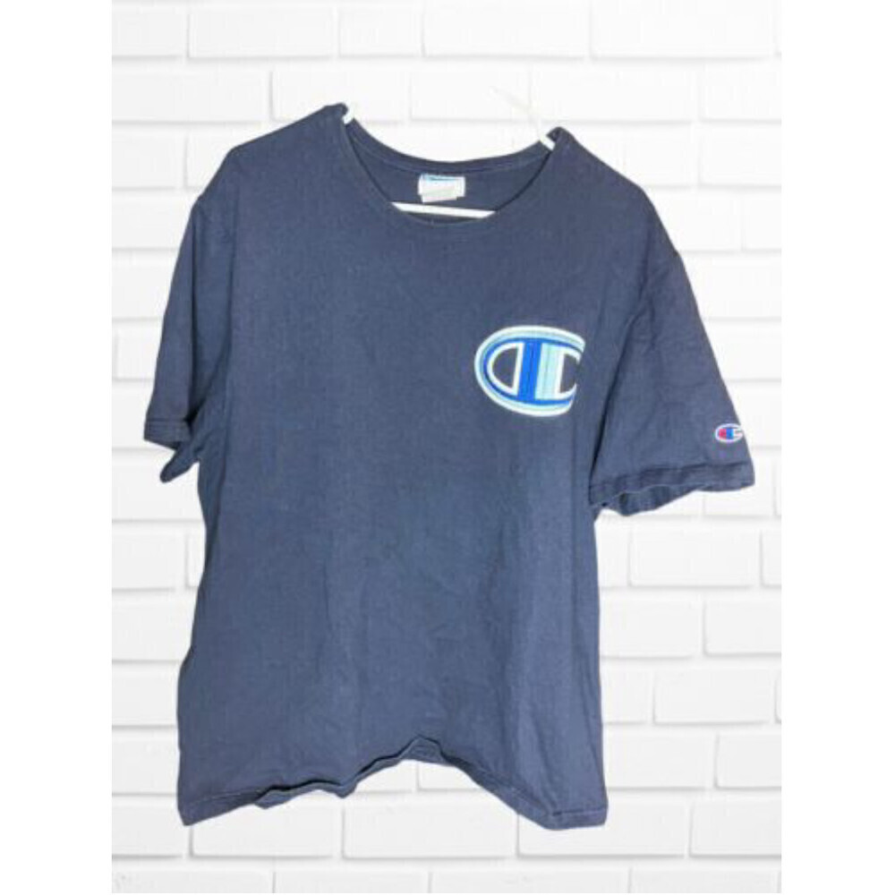 5/$25 Vintage Champion Heavy Embroidery Navy T-shirt Size X-large